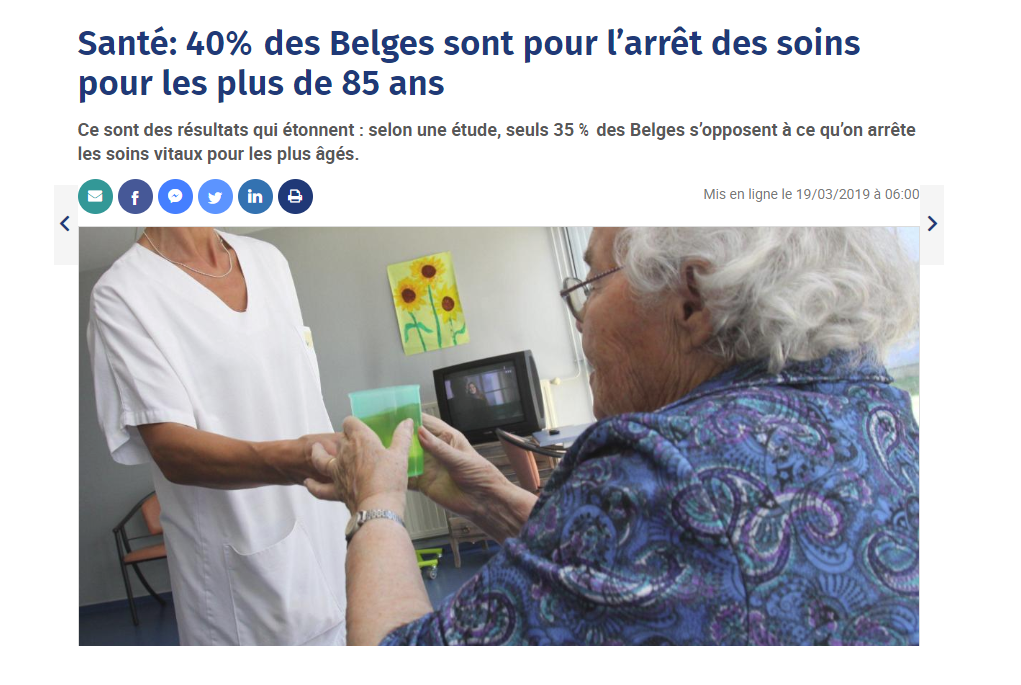 40% of Belgians in favour of stopping care after 85 years old